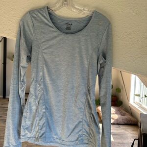 Reebok Women's Heathered Pale Blue Long Sleeve Performance Tee
